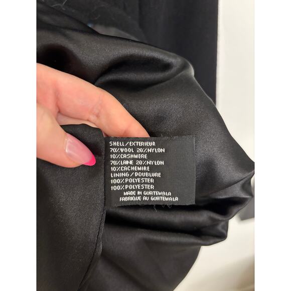 DKNY Coat Womens Size 10 Black Double Breasted Peacoat Mid Length Wool Cashmere - Picture 4 of 5